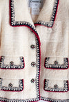 CHANEL 06PF Limited Cream Ivory Trim Wool Silk Tweed Jacket Skirt Suit 36 38 シャネル クリーム ブラック レッド ウール シルク ツイード ジャケット スカート スーツ 即発