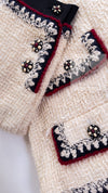 CHANEL 06PF Limited Cream Ivory Trim Wool Silk Tweed Jacket Skirt Suit 36 38 シャネル クリーム ブラック レッド ウール シルク ツイード ジャケット スカート スーツ 即発