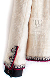 CHANEL 06PF Limited Cream Ivory Trim Wool Silk Tweed Jacket Skirt Suit 36 38 シャネル クリーム ブラック レッド ウール シルク ツイード ジャケット スカート スーツ 即発