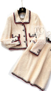 CHANEL 06PF Limited Cream Ivory Trim Wool Silk Tweed Jacket Skirt Suit 34 38 シャネル クリーム アイボリー ウール シルク ツイード ジャケット スカート スーツ 即発