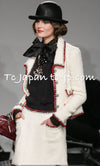 CHANEL 06PF Limited Cream Ivory Trim Wool Silk Tweed Jacket Skirt Suit 34 38 シャネル クリーム アイボリー ウール シルク ツイード ジャケット スカート スーツ 即発