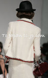 CHANEL 06PF Limited Cream Ivory Trim Wool Silk Tweed Jacket Skirt Suit 34 38 シャネル クリーム アイボリー ウール シルク ツイード ジャケット スカート スーツ 即発