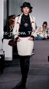 CHANEL 06PF Limited Cream Ivory Trim Wool Silk Tweed Jacket Skirt Suit 36 38 シャネル クリーム ブラック レッド ウール シルク ツイード ジャケット スカート スーツ 即発