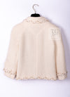 CHANEL 07A Creme Ivory Gold Chain Trim Wool Tweed Jacket Skirt Suit 38 シャネル クリーム アイボリー ゴールド チェーン トリム ウール ツイード ジャケット スカート スーツ 即発