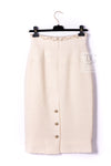 CHANEL 07A Creme Ivory Gold Chain Trim Wool Tweed Jacket Skirt Suit 38 シャネル クリーム アイボリー ゴールド チェーン トリム ウール ツイード ジャケット スカート スーツ 即発