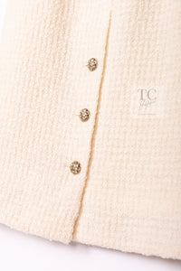 CHANEL 07A Creme Ivory Gold Chain Trim Wool Tweed Jacket Skirt Suit 38 シャネル クリーム アイボリー ゴールド チェーン トリム ウール ツイード ジャケット スカート スーツ 即発