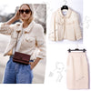 CHANEL 07A Creme Ivory Gold Chain Trim Wool Tweed Jacket Skirt Suit 38 シャネル クリーム アイボリー ゴールド チェーン トリム ウール ツイード ジャケット スカート スーツ 即発