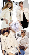 CHANEL 07A Creme Ivory Gold Chain Trim Wool Tweed Jacket Skirt Suit 38 シャネル クリーム アイボリー ゴールド チェーン トリム ウール ツイード ジャケット スカート スーツ 即発