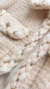 CHANEL 07A Creme Ivory Gold Chain Trim Wool Tweed Jacket Skirt Suit 38 シャネル クリーム アイボリー ゴールド チェーン トリム ウール ツイード ジャケット スカート スーツ 即発