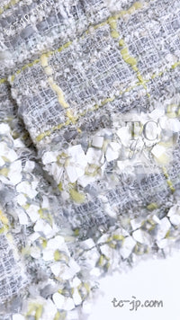 CHANEL 09S Light Gray Mint Cotton Wool Tweed Jacket Skirt Suit 34 シャネル ライト グレー ミント コットン ウール ツイード ジャケット スカート スーツ 即発