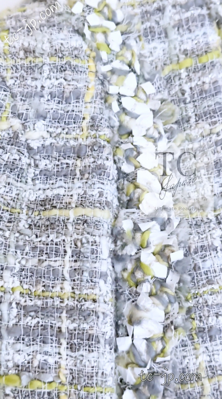 CHANEL 09S Light Gray Mint Cotton Wool Tweed Jacket Skirt Suit 34 シャネル ライト グレー ミント コットン ウール ツイード ジャケット スカート スーツ 即発