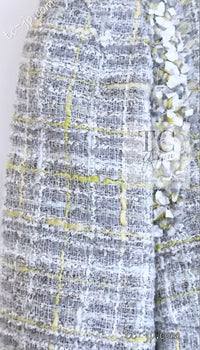 CHANEL 09S Light Gray Mint Cotton Wool Tweed Jacket Skirt Suit 34 シャネル ライト グレー ミント コットン ウール ツイード ジャケット スカート スーツ 即発