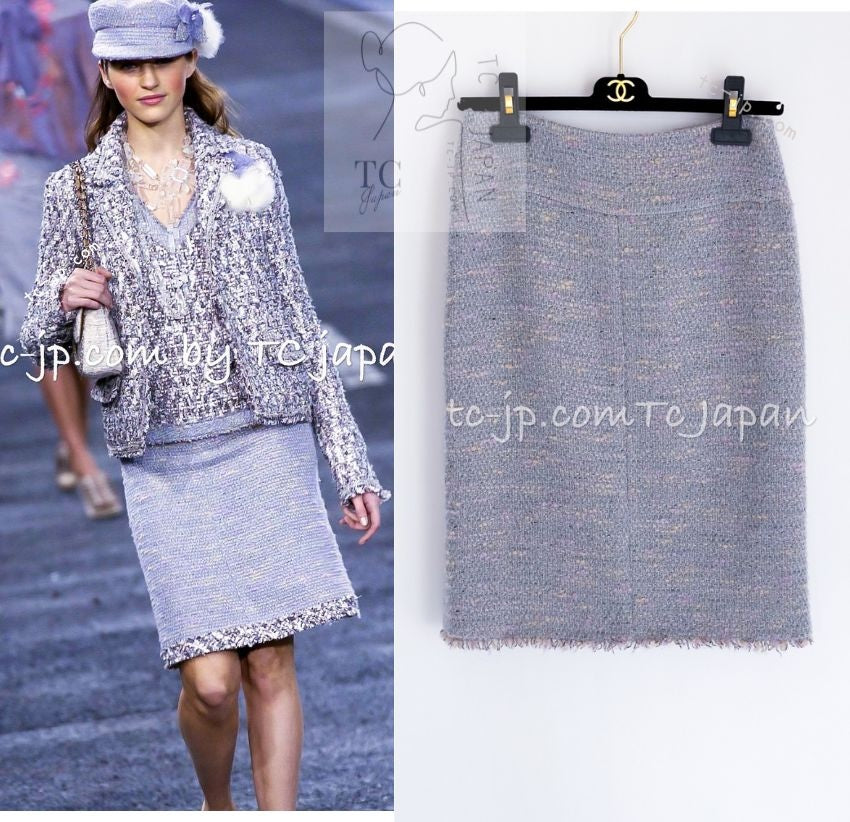 シャネル スカート CHANEL グレー ピンク ラベンダー マルチ