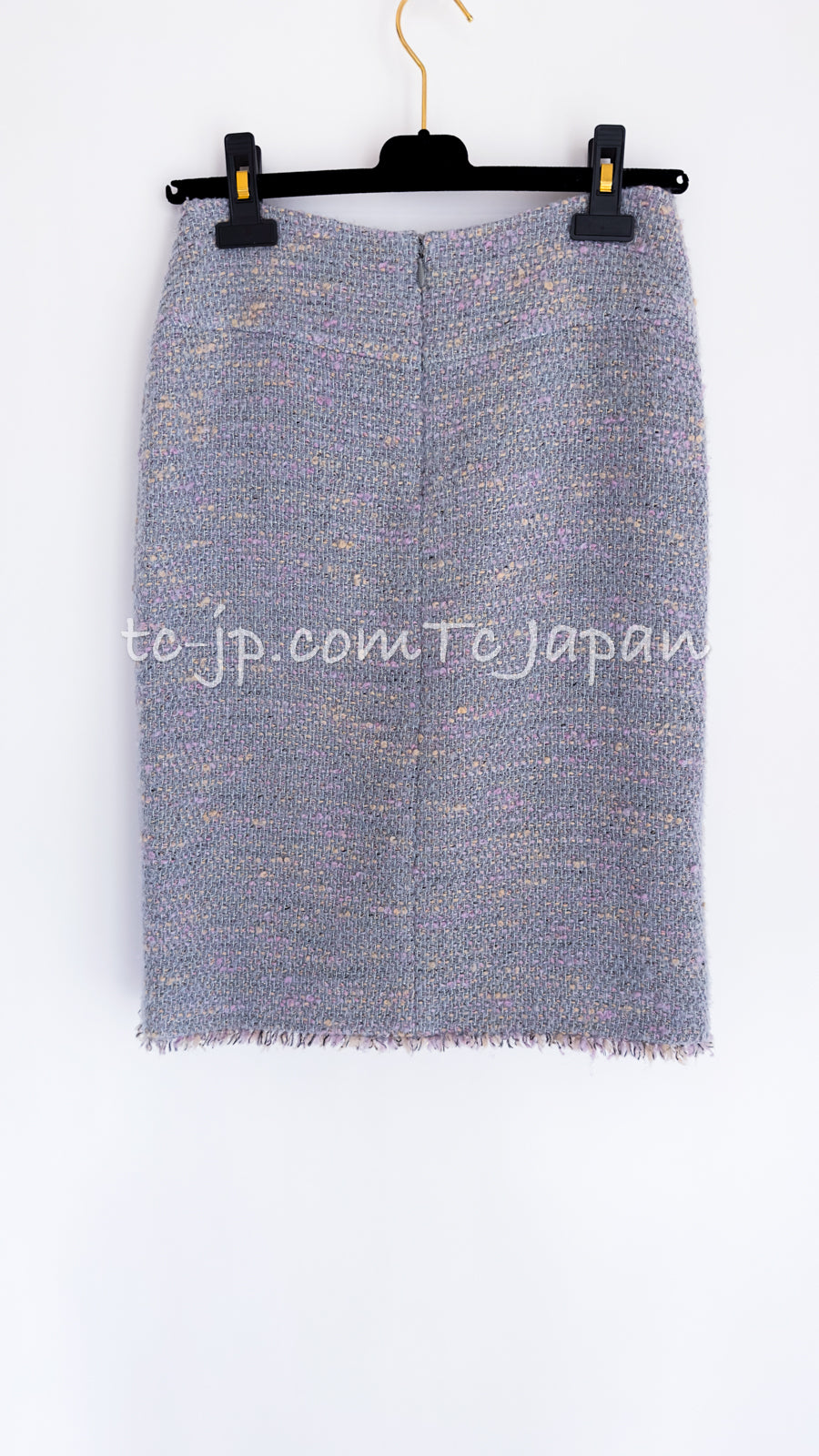 CHANEL 04A Gray Pink Lavender Multi Tweed Skirt 36 シャネル グレー ピンク ラベンダー マルチカラー ツイード スカート 即発