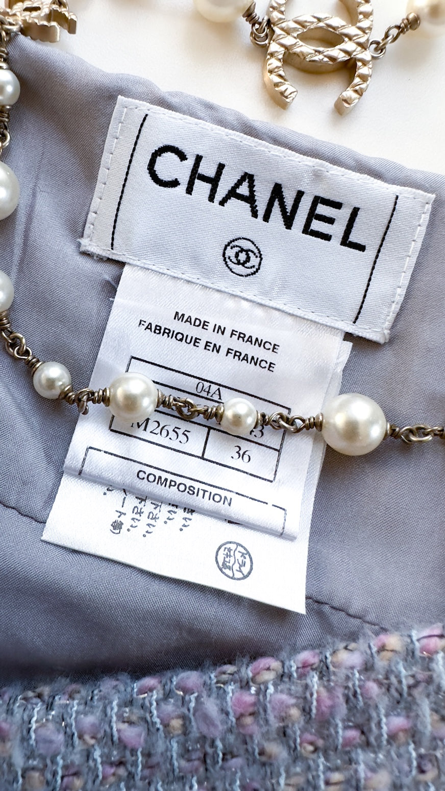 CHANEL 04A Gray Pink Lavender Multi Tweed Skirt 36 シャネル グレー ピンク ラベンダー マルチカラー ツイード スカート 即発