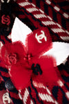 CHANEL 04A Red Tricolore CC Logo Trim Jacket Skirt Suit 34 ② シャネル レッド トリコロール ジャケット スカート スーツ カメリアブローチ付 即発