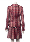 CHANEL 04A Red Tricolore CC Logo Trim Jacket Skirt Suit 34 ② シャネル レッド トリコロール ジャケット スカート スーツ カメリアブローチ付 即発