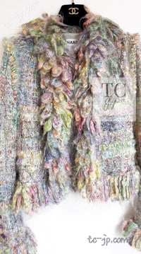 CHANEL 03A Green Multicolor Mohair Wool Jacket 36 38 シャネル グリーン マルチカラー モヘア ウール プードル ジャケット 即発