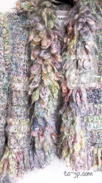 CHANEL 03A Green Multicolor Mohair Wool Jacket 36 38 シャネル グリーン マルチカラー モヘア ウール プードル ジャケット 即発