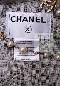 CHANEL 03A Green Multicolor Mohair Wool Jacket 36 38 シャネル グリーン マルチカラー モヘア ウール プードル ジャケット 即発
