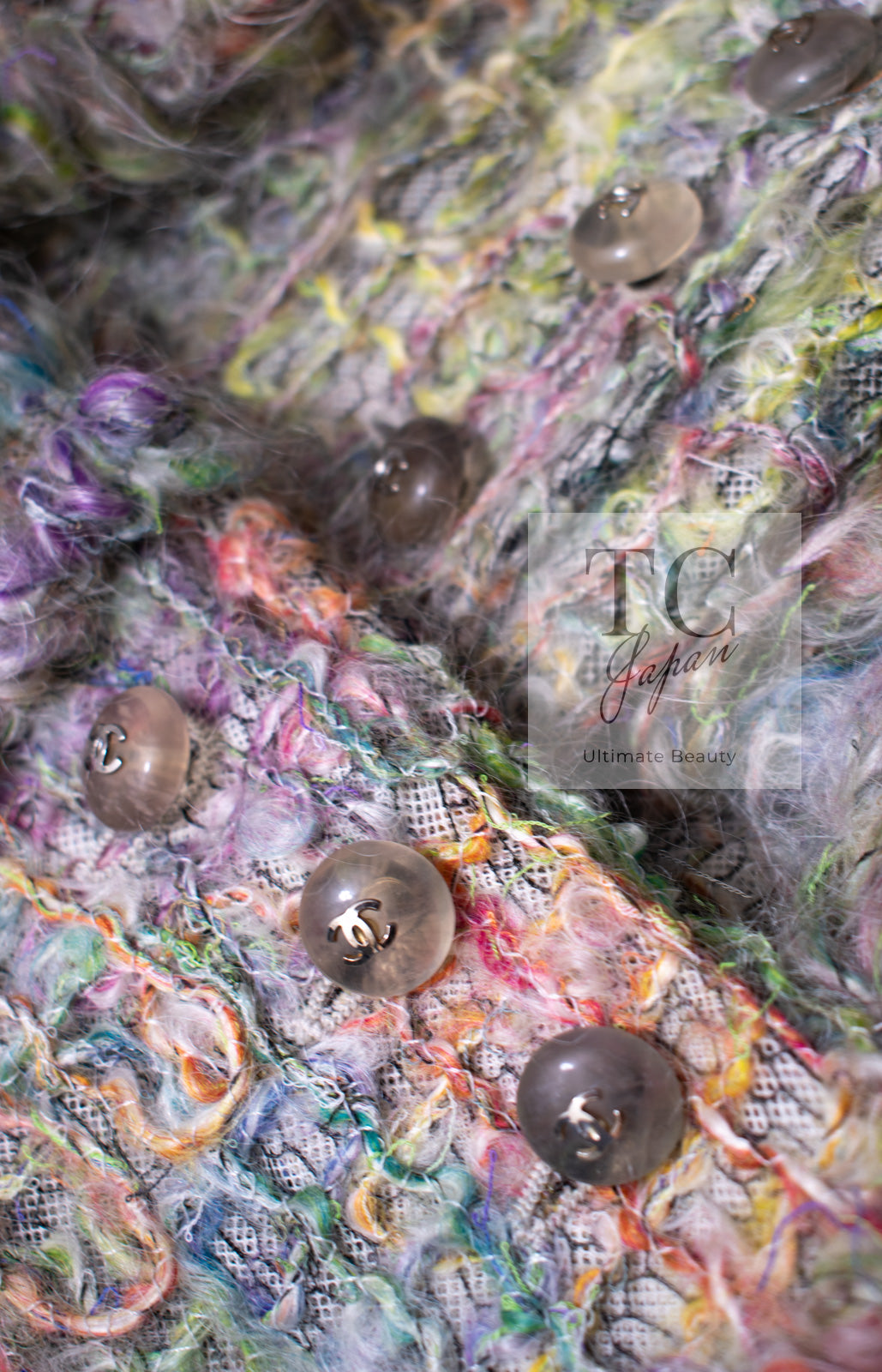 CHANEL 03A Green Multicolor Mohair Wool Jacket 36 38 シャネル グリーン マルチカラー モヘア ウール プードル ジャケット 即発