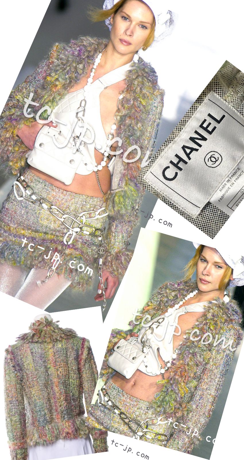 CHANEL 03A Green Multicolor Mohair Wool Jacket 36 38 シャネル グリーン マルチカラー モヘア ウール プードル ジャケット 即発