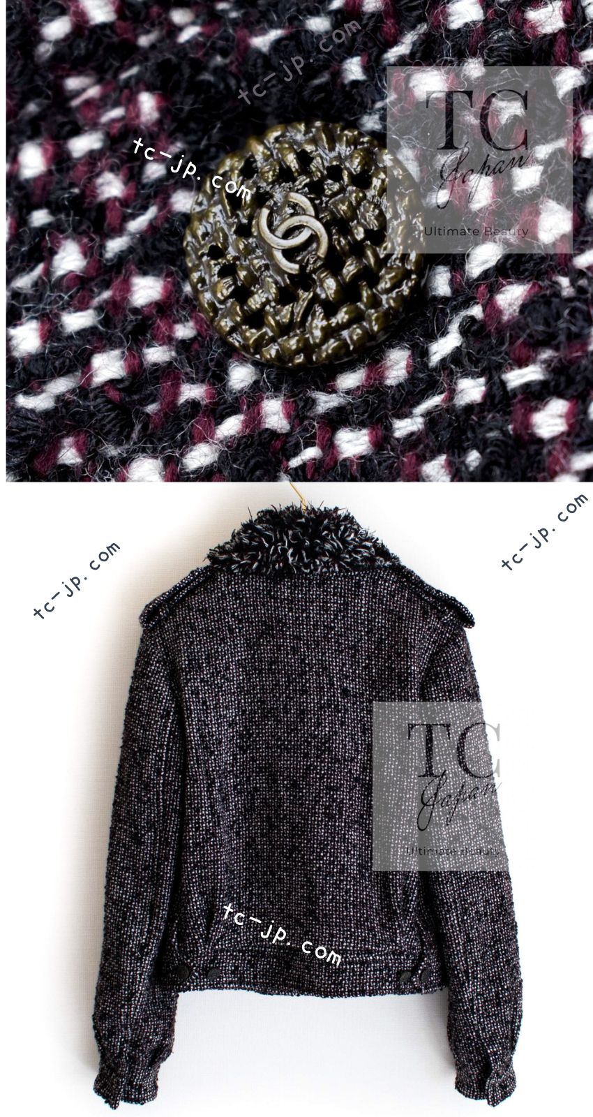 シャネル ジャケット CHANEL モーターサイクル ウール アルパカ