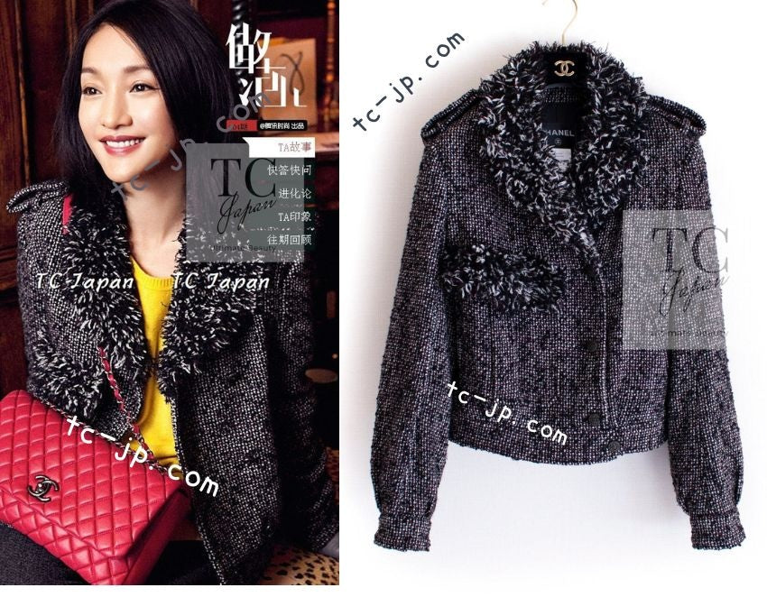 CHANEL 12A Motorcycle Wool Alpaca Tweed Jacket 38 シャネル モーターサイクル ウール アルパカ ツイード ジャケット 即発