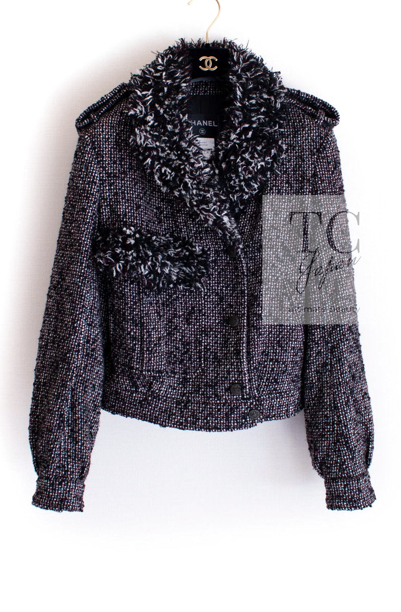 CHANEL 12A Motorcycle Wool Alpaca Tweed Jacket 38 シャネル モーターサイクル ウール アルパカ ツイード ジャケット 即発
