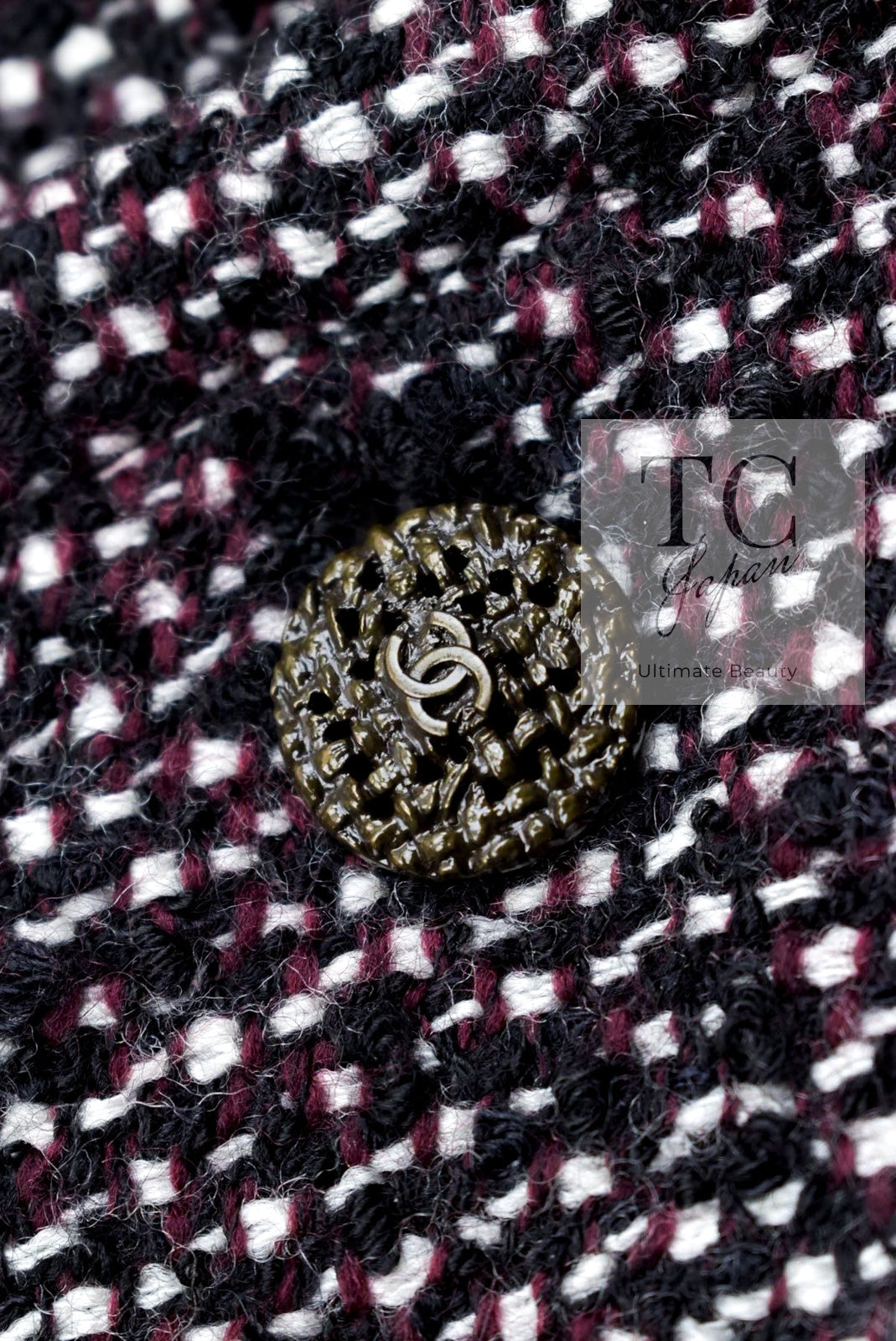 CHANEL 96A グリポアボタン ツイードジャケット チェーン アルパカ CHANEL 1996年 ヴィンテージ ツイードジャケット グリポアボタン