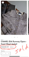 CHANEL 01A Vinatge Brown Collarless Wool Silk Tweed Coat Jacket 38 シャネル ヴィンテージ ブラウン ノーカラー ウール シルク ツイード コート ジャケット 即発 - TC JAPAN