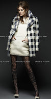 CHANEL 16PF Ivory Black Wool Silk Double Tweed Coat 38 40 シャネル アイボリー ブラック ウール シルク チェック ツイード コート メンズも！即発