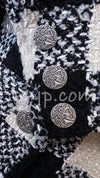 CHANEL 16PF Ivory Black Wool Silk Double Tweed Coat 38 40 シャネル アイボリー ブラック ウール シルク チェック ツイード コート メンズも！即発