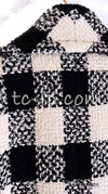 CHANEL 16PF Ivory Black Wool Silk Double Tweed Coat 38 40 シャネル アイボリー ブラック ウール シルク チェック ツイード コート メンズも！即発