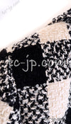 CHANEL 16PF Ivory Black Wool Silk Double Tweed Coat 38 40 シャネル アイボリー ブラック ウール シルク チェック ツイード コート メンズも！即発