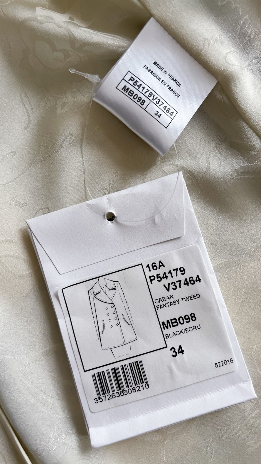 CHANEL 16PF Ivory Black Wool Silk Double Tweed Coat 38 40 シャネル アイボリー ブラック ウール シルク チェック ツイード コート メンズも！即発