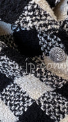 CHANEL 16PF Ivory Black Wool Silk Double Tweed Coat 38 40 シャネル アイボリー ブラック ウール シルク チェック ツイード コート メンズも！即発