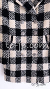 CHANEL 16PF Ivory Black Wool Silk Double Tweed Coat 38 40 シャネル アイボリー ブラック ウール シルク チェック ツイード コート メンズも！即発