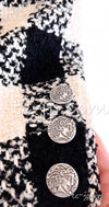 CHANEL 16PF Ivory Black Wool Silk Double Tweed Coat 38 40 シャネル アイボリー ブラック ウール シルク チェック ツイード コート メンズも！即発