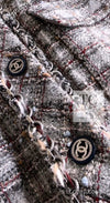 CHANEL 13B Gray Brown Chain Trimming Tweed Dress Coat 34 36 シャネル グレー ブラウン チェーン トリミング ワンピース コート 即発