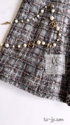 CHANEL 13B Gray Brown Chain Trimming Tweed Dress Coat 34 36 シャネル グレー ブラウン チェーン トリミング ワンピース コート 即発