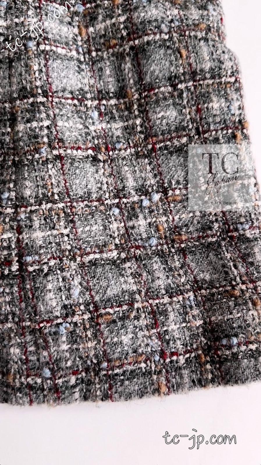 CHANEL 13B Gray Brown Chain Trimming Tweed Dress Coat 34 36 シャネル グレー ブラウン チェーン トリミング ワンピース コート 即発