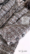 CHANEL 13B Gray Brown Chain Trimming Tweed Dress Coat 34 36 シャネル グレー ブラウン チェーン トリミング ワンピース コート 即発
