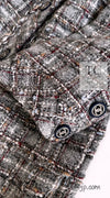 CHANEL 13B Gray Brown Chain Trimming Tweed Dress Coat 34 36 シャネル グレー ブラウン チェーン トリミング ワンピース コート 即発