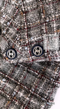 CHANEL 13B Gray Brown Chain Trimming Tweed Dress Coat 34 36 シャネル グレー ブラウン チェーン トリミング ワンピース コート 即発