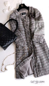 CHANEL 13B Gray Brown Chain Trimming Tweed Dress Coat 34 36 シャネル グレー ブラウン チェーン トリミング ワンピース コート 即発