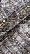CHANEL 13B Gray Brown Chain Trimming Tweed Dress Coat 34 36 シャネル グレー ブラウン チェーン トリミング ワンピース コート 即発