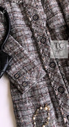 CHANEL 13B Gray Brown Chain Trimming Tweed Dress Coat 34 36 シャネル グレー ブラウン チェーン トリミング ワンピース コート 即発