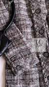 CHANEL 13B Gray Brown Chain Trimming Tweed Dress Coat 34 36 シャネル グレー ブラウン チェーン トリミング ワンピース コート 即発