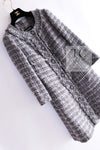 CHANEL 13B Gray Brown Chain Trimming Tweed Dress Coat 34 36 シャネル グレー ブラウン チェーン トリミング ワンピース コート 即発